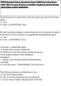 NFHS Baseball Rules Questions Exam 2026 Exam Questions with 100&percnt; Correct Answers &vert; Verified &vert; Updated &lpar;Actual Exam&rpar; 20252026 LATEST VERSION&excl;&excl;