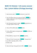 BIOD 151 Module 1 All exams answer  key &vert; Latest Edition &lpar;Portage learning&rpar; 