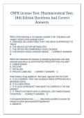 CNPR License Test&colon; Pharmaceutical Test&colon; 18th Edition Questions And Correct Answers