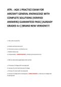 ATPL - AGK 1 PRACTICE EXAM FOR  AIRCRAFT GENERAL KNOWLEDGE WITH  COMPLETE SOLUTIONS &lpar;VERIFIED  ANSWERS&rpar; GUARANTEED PASS&vert;&vert;ALREADY  GRADED A&plus;&vert;&vert;BRAND NEW VERSION&excl;&excl;&excl;&excl; 