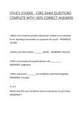 ETHICS COURSE - CSRC EXAM QUESTIONS COMPLETE WITH 100&percnt; CORRECT ANSWERS
