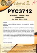 PYC3712 Assignment 1 &lpar;COMPLETE ANSWERS&rpar; Semester 1 2026 - DUE  March 2026