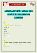 ACCUPLACER MATH ACTUAL 2026 QUESTIONS AND VERIFIED ANSWERS