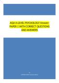 AQA A-LEVEL PSYCHOLOGY PAPER 1 WITH CORRECT QUESTIONS AND ANSWERS
