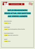 NAPLEX BRAND&sol;GENERIC DRUGS ACTUAL 2026 QUESTIONS AND VERIFIED ANSWERS
