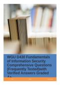 WGU D430 Fundamentals of Information Security Comprehensive Questions &lpar;Frequently Tested&rpar;with Verified Answers Graded A&plus;