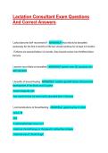 Lactation Consultant Exam Questions And Correct Answers &vert; 100&percnt; Pass