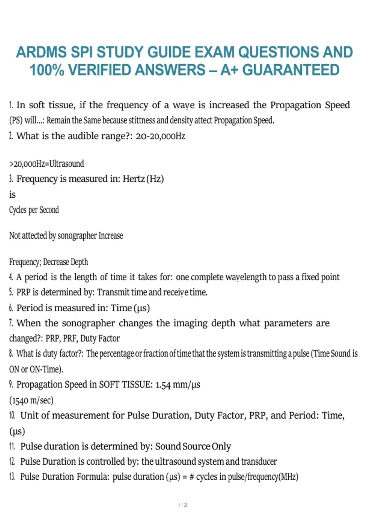 ARDMS SPI – Sonography Principles & Instrumentation Exam, 2026/2027 ...