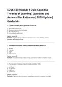 EDUC 500 Module 4 Quiz&colon; Cognitive  Theories of Learning &vert; Questions and  Answers Plus Rationales &vert; 2026 Update &vert;  Graded A&plus; 