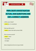 PRPA DEATH INVESTIGATION ACTUAL 2026 QUESTIONS AND 100&percnt; CORRECT ANSWERS