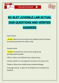 NC BLET JUVENILE LAW ACTUAL 2026 QUESTIONS AND VERIFIED ANSWERS