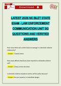LATEST 2026 NC BLET STATE EXAM - LAW ENFORCEMENT COMMUNICATION UNIT SG QUESTIONS AND VERIFIED ANSWERS