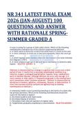 NR 341 LATEST FINAL EXAM  2026 &lpar;JAN-AUGUST&rpar; 100  QUESTIONS AND ANSWER  WITH RATIONALE SPRING SUMMER GRADED A