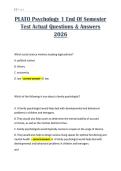 PLATO Psychology 1 End Of Semester Test Actual Questions & Answers 2026