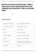 BIOS 251 ANATOMY & PHYSIOLOGY I WEEK 8 FINAL EXAM MOST TESTED QUESTIONS AND VERIFIED SOLUTIONS&sol;GET IT 100&percnt; ACCURATE&excl;&excl; 2026&excl;&excl;
