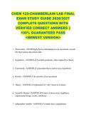 BUNDLE FOR CHEM 120-CHAMBERLAIN EXAM 1&comma;2&comma;3&comma;FINAL & LAB STUDY GUIDE 2026&sol;2027 COMPLETE QUESTIONS WITH VERIFIED CORRECT ANSWERS &vert;&vert; 100&percnt; GUARANTEED PASS NEWEST VERSION