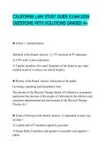 CALIFORNIA LAW STUDY GUIDE EXAM 2026 QUESTIONS WITH SOLUTIONS GRADED A&plus;