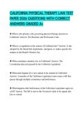 CALIFORNIA PHYSICAL THERAPY LAW TEST PAPER 2026 QUESTIONS WITH CORRECT ANSWERS GRADED A&plus;
