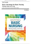 Test Bank - Davis Advantage for Basic Nursing&colon; Thinking&comma; Doing&comma; and Caring 3rd Edition &lpar;Treas&comma; 2022&rpar; Chapter 1-41 &vert; All Chapters with Answers and Rationales