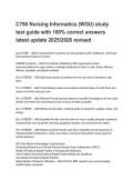 C790 Nursing Informatics &lpar;WGU&rpar; study test guide with 100&percnt; correct answers latest update 2025&sol;2026 revised
