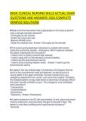 BASIC CLINICAL NURSING SKILLS ACTUAL EXAM QUESTIONS AND ANSWERS 2026 COMPLETE VERIFIED SOLUTIONS