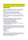 BASIC CLINICAL NURSING SKILLS CERTIFICATION TEST QUESTIONS AND SOLUTIONS 2026 EXPERT VERIFIED PACK