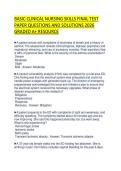 BASIC CLINICAL NURSING SKILLS FINAL TEST PAPER QUESTIONS AND SOLUTIONS 2026 GRADED A&plus; RESOURCE