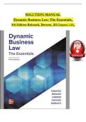 SOLUTION MANUAL for Dynamic Business Law&colon; The Essentials&comma; 6th Edition Kubasek&comma; Browne&comma; All Chapters 1 to 25&rpar;