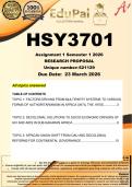 HSY3701 Assignment 1 RESEARCH PROPOSAL &lpar;COMPLETE ANSWERS&rpar; Semester 1 2026 - DUE March 2026