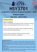 HSY3701 Assignment 1 Research Proposal &lpar;ANSWERS&rpar; Semester 1 2026 - DISTINCTION GUARANTEED