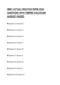 NBRC ACTUAL PRACTICE PAPER 2026 QUESTIONS WITH VERIFIED SOLUTIONS ALREADY PASSED