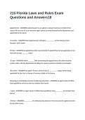 215 Florida Laws and Rules Exam Questions and Answers