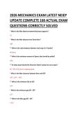 2026 MECHANICS EXAM LATEST NEIEP  UPDATE COMPLETE 160 ACTUAL EXAM  QUESTIONS CORRECTLY SOLVED