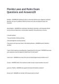 Florida Laws and Rules Exam Questions and Answers