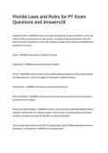 Florida Laws and Rules for PT Exam Questions and Answers