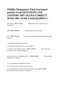 Wildlife Management Final Assessment practice Exam QUESTIONS AND ANSWERS 100&percnt; RATED CORRECT WITH 100&percnt; SURE PASS&vert;GRADED A&plus;