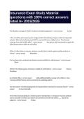 Insurance Exam Study Material questions with 100&percnt; correct answers rated A&plus; 2025&sol;2026