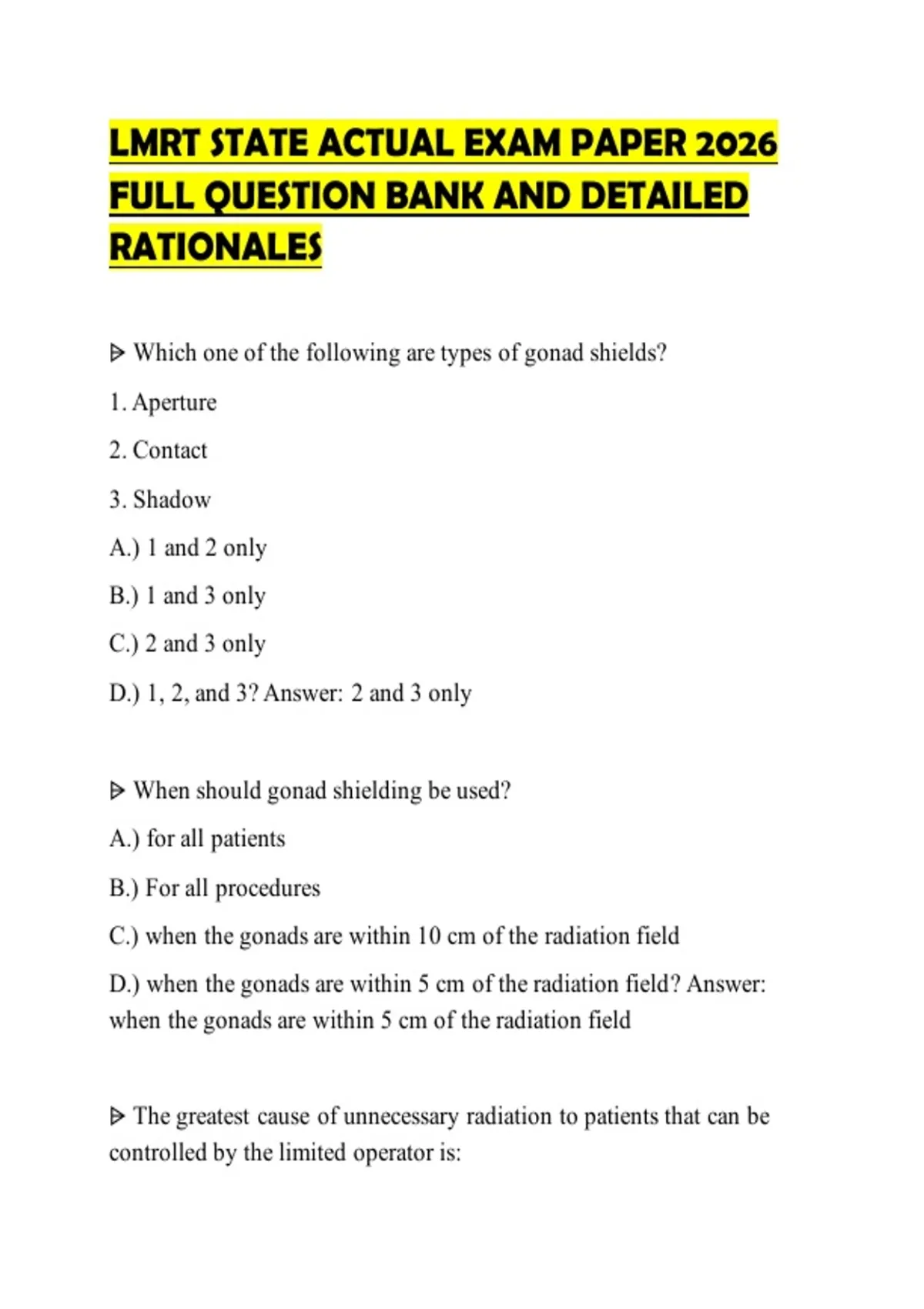 LMRT STATE ACTUAL EXAM PAPER 2026 FULL QUESTION BANK AND DETAILED ...