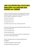 LMRT STATE REVIEW REAL ESTATE FINAL EXAM SCRIPT 2026 QUESTIONS WITH ANSWERS 100&percnt; VERIFIED