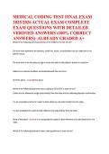 MEDICAL CODING TEST FINAL EXAM  2025&sol;2026 ACTUAL EXAM COMPLETE  EXAM QUESTIONS WITH DETAILED  VERIFIED ANSWERS &lpar;100&percnt; CORRECT  ANSWERS&rpar; &vert;ALREADY GRADED A&plus;