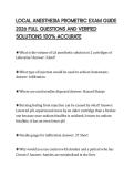 LOCAL ANESTHESIA PROMETRIC EXAM GUIDE 2026 FULL QUESTIONS AND VERIFIED SOLUTIONS 100&percnt; ACCURATE