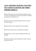 LOCAL ANESTHESIA PROMETRIC EXAM PAPER 2026 COMPLETE QUESTIONS AND VERIFIED ANSWERS GRADED A&plus;