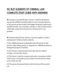 NC BLET ELEMENTS OF CRIMINAL LAW COMPLETE STUDY GUIDE WITH ANSWERS