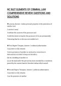 NC BLET ELEMENTS OF CRIMINAL LAW COMPREHENSIVE REVIEW QUESTIONS AND SOLUTIONS