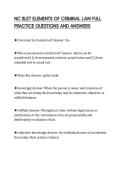 NC BLET ELEMENTS OF CRIMINAL LAW FULL PRACTICE QUESTIONS AND ANSWERS