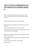 LORD OF THE FLIES COMPREHENSIVE EXAM 2026 QUESTIONS WITH ANSWERS GRADED A&plus;