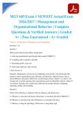 MGT 605 Exam 1 NEWEST Actual Exam 2026&sol;2027 &vert; Management and Organizational Behavior &vert; Complete Questions & Verified Answers &vert; Graded A&plus; &vert; Pass Guaranteed - A&plus; Graded