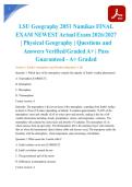 LSU Geography 2051 Namikas FINAL EXAM NEWEST Actual Exam 2026&sol;2027 &vert; Physical Geography &vert; Questions and Answers Verified&sol;Graded A&plus; &vert; Pass Guaranteed - A&plus; Graded
