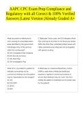AAPC CPC Exam Prep Compliance and Regulatory with all Correct & 100&percnt; Verified Answers &vert;Latest Version &vert;Already Graded A&plus; 