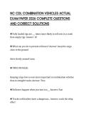 NC CDL COMBINATION VEHICLES ACTUAL EXAM PAPER 2026 COMPLETE QUESTIONS AND CORRECT SOLUTIONS